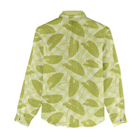 Lime Green Hawaii Kalo Palaka Women Casual Shirt - Hawaiian Taro Leaves Elegant Vibes LT14 - Polynesian Pride