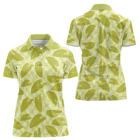 Lime Green Hawaii Kalo Palaka Motifs Women Polo Shirt Hawaiian Taro Leaves Elegant Vibes LT14 - Polynesian Pride