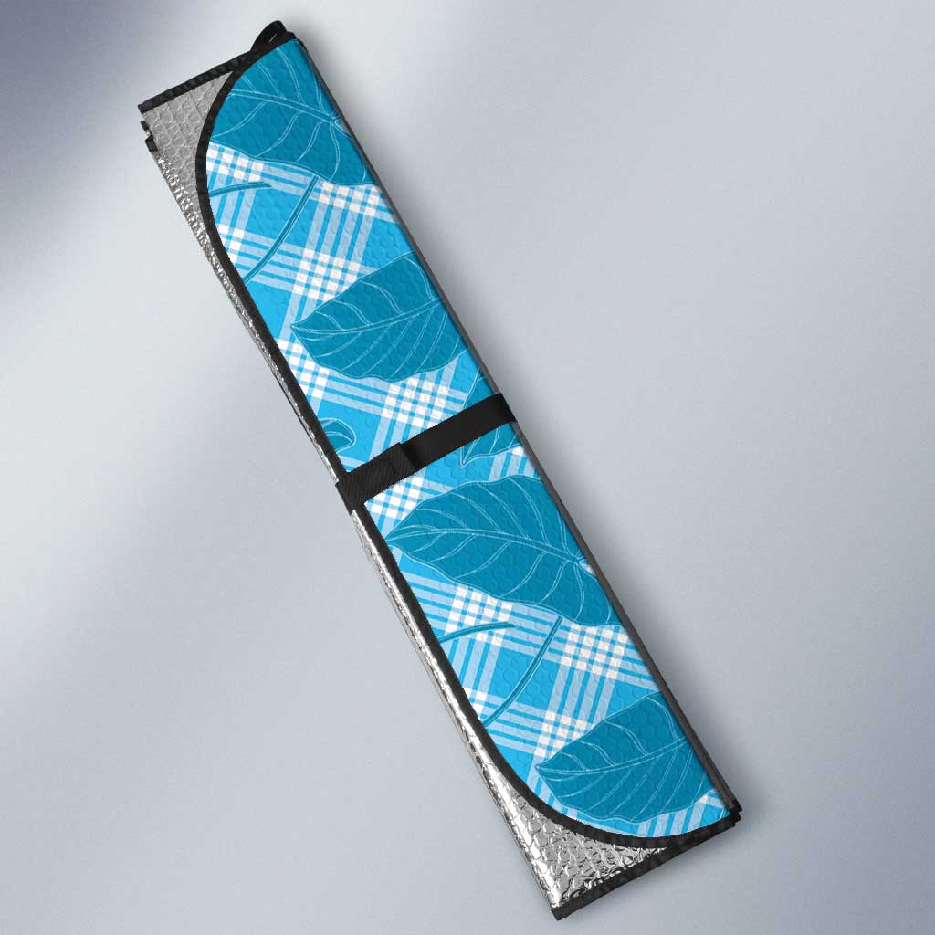 Blue Hawaii Kalo Palaka Motifs Auto Sun Shade Hawaiian Taro Leaves Elegant Vibes LT14 - Polynesian Pride