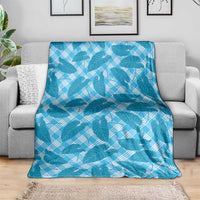 Blue Hawaii Kalo Palaka Motifs Blanket Hawaiian Taro Leaves Elegant Vibes LT14 - Polynesian Pride