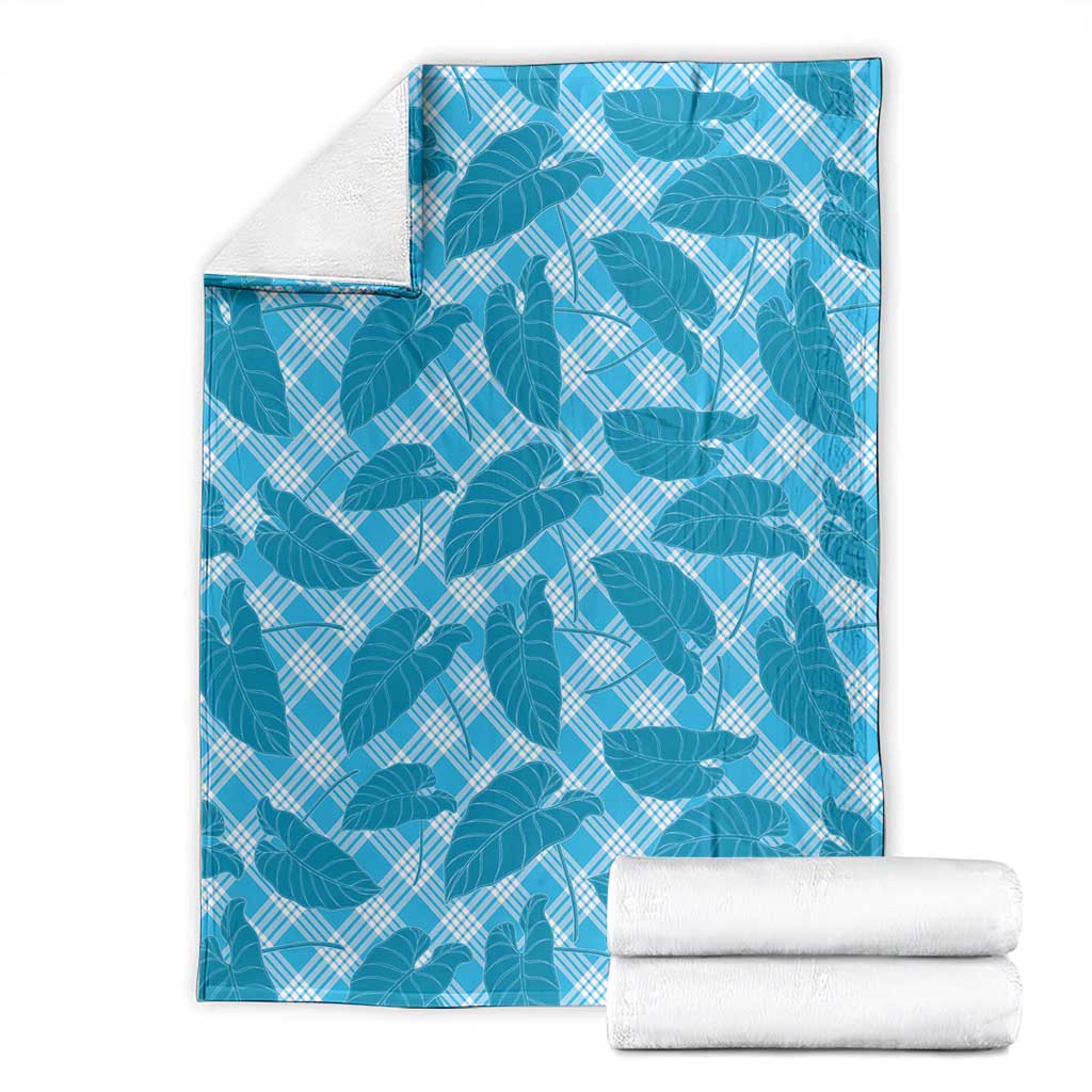 Blue Hawaii Kalo Palaka Motifs Blanket Hawaiian Taro Leaves Elegant Vibes LT14 - Polynesian Pride