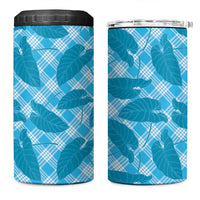 Blue Hawaii Kalo Palaka Motifs 4 in 1 Can Cooler Tumbler Hawaiian Taro Leaves Elegant Vibes LT14 One Size: 16 oz Blue - Polynesian Pride