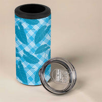 Blue Hawaii Kalo Palaka Motifs 4 in 1 Can Cooler Tumbler Hawaiian Taro Leaves Elegant Vibes LT14 - Polynesian Pride