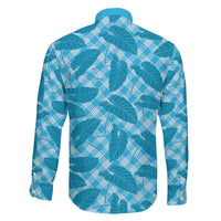 Blue Hawaii Kalo Palaka Motifs Family Matching Puletasi and Hawaiian Shirt Hawaiian Taro Leaves Elegant Vibes LT14 - Polynesian Pride