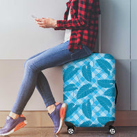 Blue Hawaii Kalo Palaka Motifs Luggage Cover Hawaiian Taro Leaves Elegant Vibes - Polynesian Pride