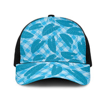 Blue Hawaii Kalo Palaka Motifs Mesh Trucker Cap Hawaiian Taro Leaves Elegant Vibes