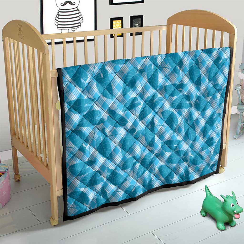 Blue Hawaii Kalo Palaka Motifs Quilt Hawaiian Taro Leaves Elegant Vibes - Polynesian Pride