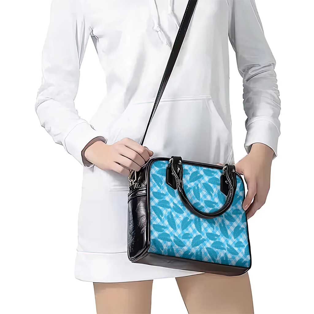 Blue Hawaii Kalo Palaka Motifs Shoulder Handbag Hawaiian Taro Leaves Elegant Vibes - Polynesian Pride