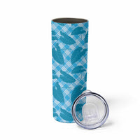 Blue Hawaii Kalo Palaka Motifs Skinny Tumbler Hawaiian Taro Leaves Elegant Vibes LT14 - Polynesian Pride