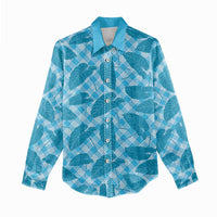 Blue Hawaii Kalo Palaka Motifs Women Casual Shirt Hawaiian Taro Leaves Elegant Vibes LT14 - Polynesian Pride