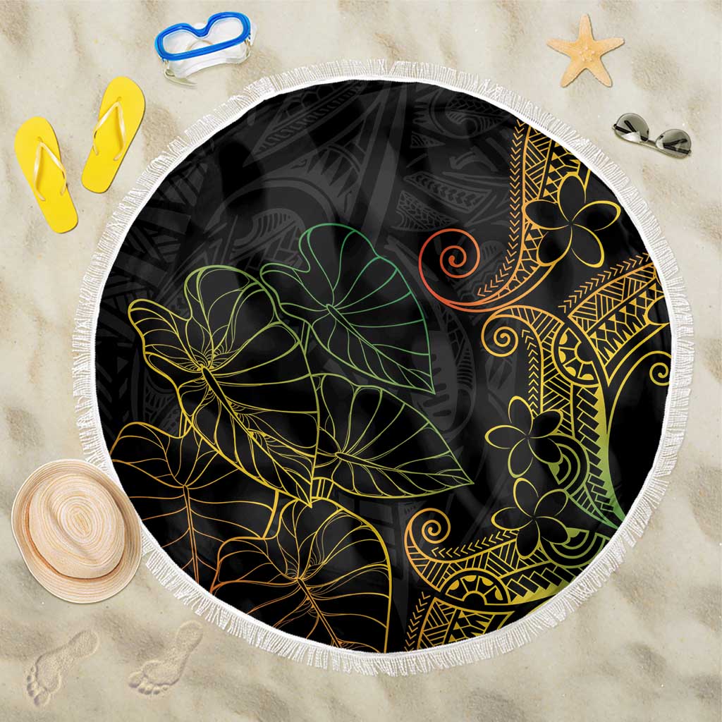 Aloha Hawaii Kalo Beach Blanket Reggae Taro Polynesian Pattern LT14 One Size 150cm Black - Polynesian Pride