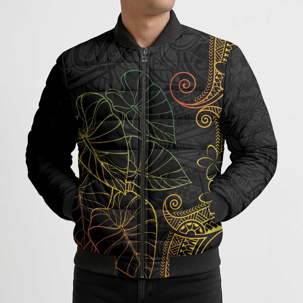 Aloha Hawaii Kalo Bomber Puffer Jacket Reggae Taro Polynesian Pattern - Polynesian Pride