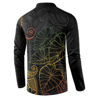 Aloha Hawaii Kalo Button Sweatshirt Reggae Taro Polynesian Pattern - Polynesian Pride
