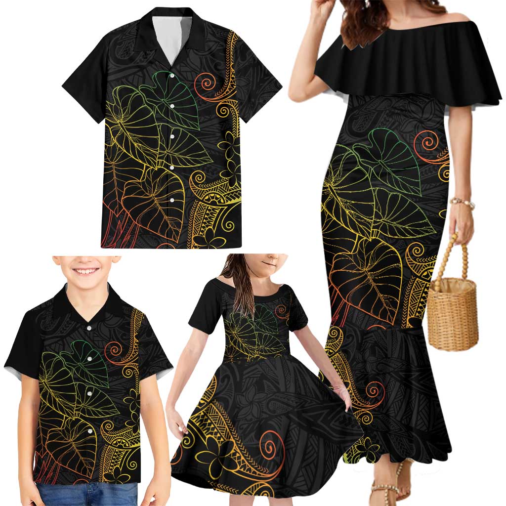 Aloha Hawaii Kalo Family Matching Mermaid Dress and Hawaiian Shirt Reggae Taro Polynesian Pattern - Polynesian Pride
