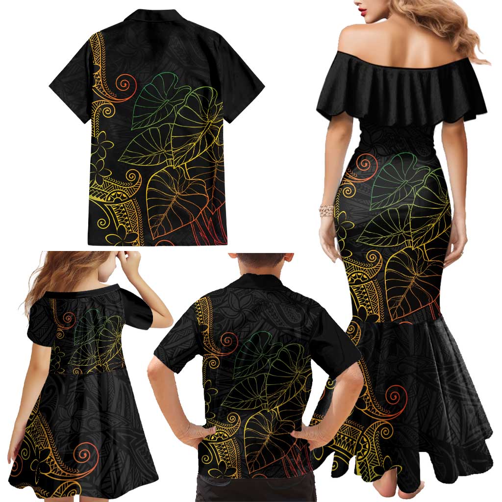Aloha Hawaii Kalo Family Matching Mermaid Dress and Hawaiian Shirt Reggae Taro Polynesian Pattern - Polynesian Pride