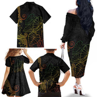 Aloha Hawaii Kalo Family Matching Off The Shoulder Long Sleeve Dress and Hawaiian Shirt Reggae Taro Polynesian Pattern LT14 - Polynesian Pride