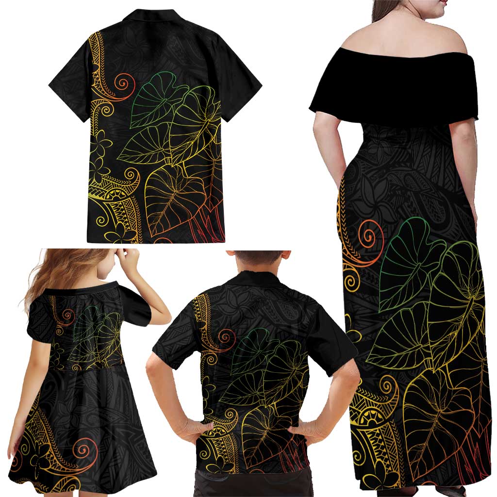 Aloha Hawaii Kalo Family Matching Off Shoulder Maxi Dress and Hawaiian Shirt Reggae Taro Polynesian Pattern LT14 - Polynesian Pride