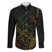 Aloha Hawaii Kalo Family Matching Off Shoulder Maxi Dress and Hawaiian Shirt Reggae Taro Polynesian Pattern LT14 Dad's Shirt - Long Sleeve Black - Polynesian Pride