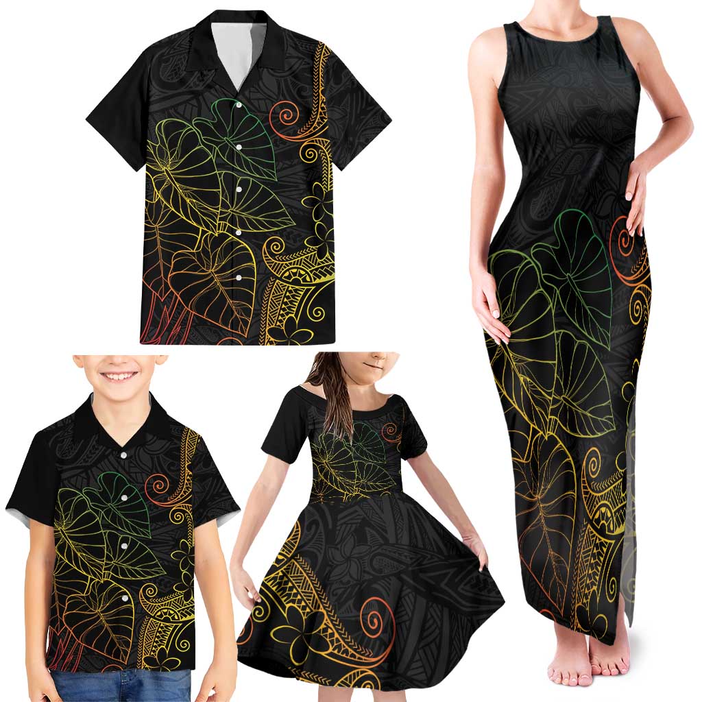 Aloha Hawaii Kalo Family Matching Tank Maxi Dress and Hawaiian Shirt Reggae Taro Polynesian Pattern - Polynesian Pride