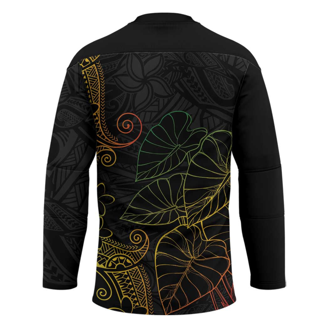 Aloha Hawaii Kalo Hockey Jersey Reggae Taro Polynesian Pattern - Polynesian Pride