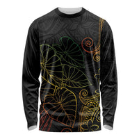 Aloha Hawaii Kalo Long Sleeve Shirt Reggae Taro Polynesian Pattern LT14 Unisex Black - Polynesian Pride