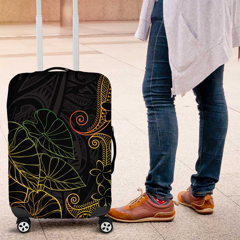 Aloha Hawaii Kalo Luggage Cover Reggae Taro Polynesian Pattern LT14 Black - Polynesian Pride