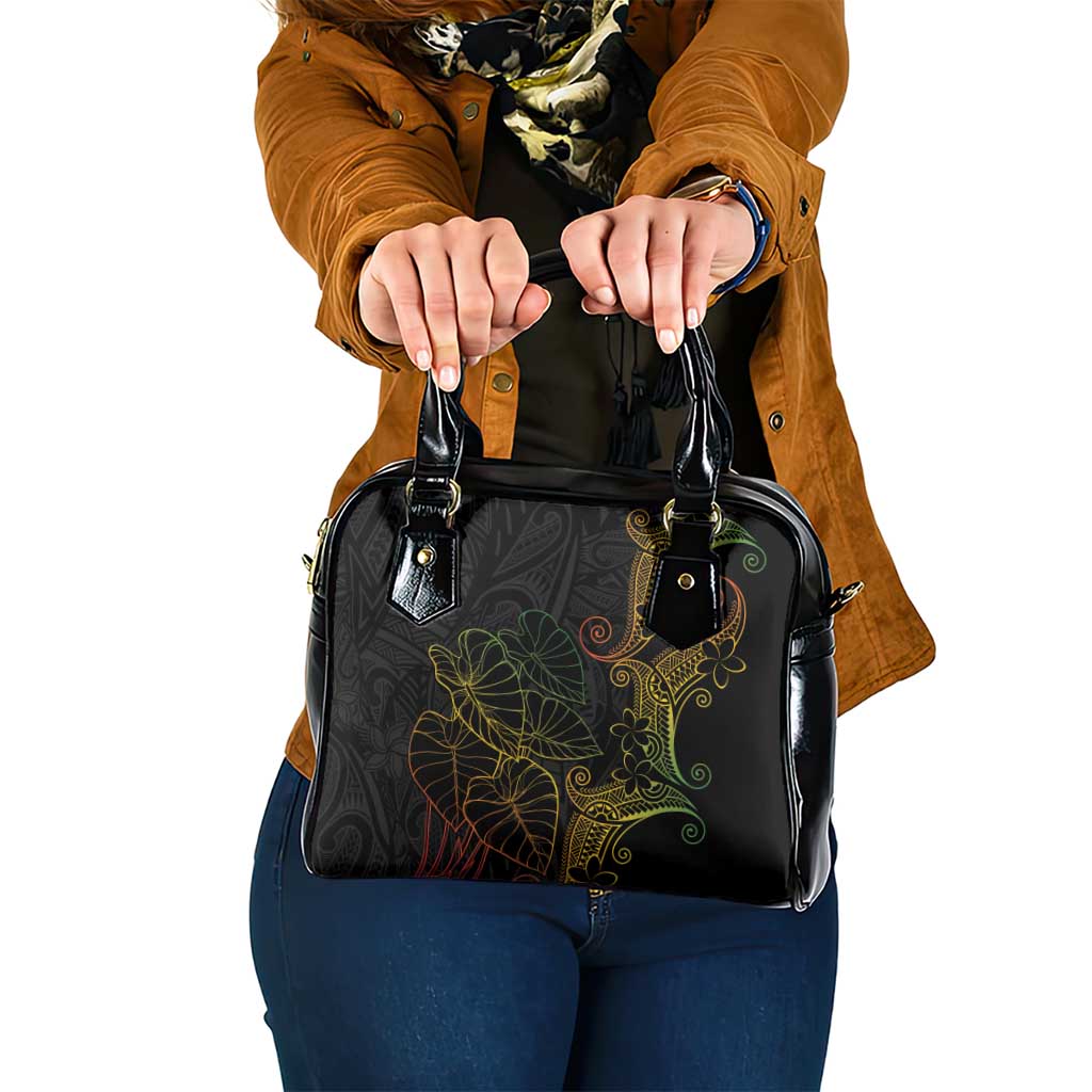Aloha Hawaii Kalo Shoulder Handbag Reggae Taro Polynesian Pattern LT14 One Size Black - Polynesian Pride