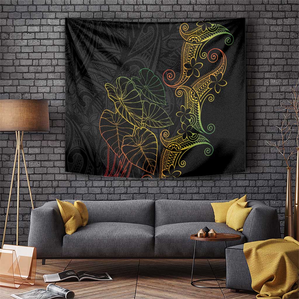 Aloha Hawaii Kalo Tapestry Reggae Taro Polynesian Pattern LT14 Black - Polynesian Pride