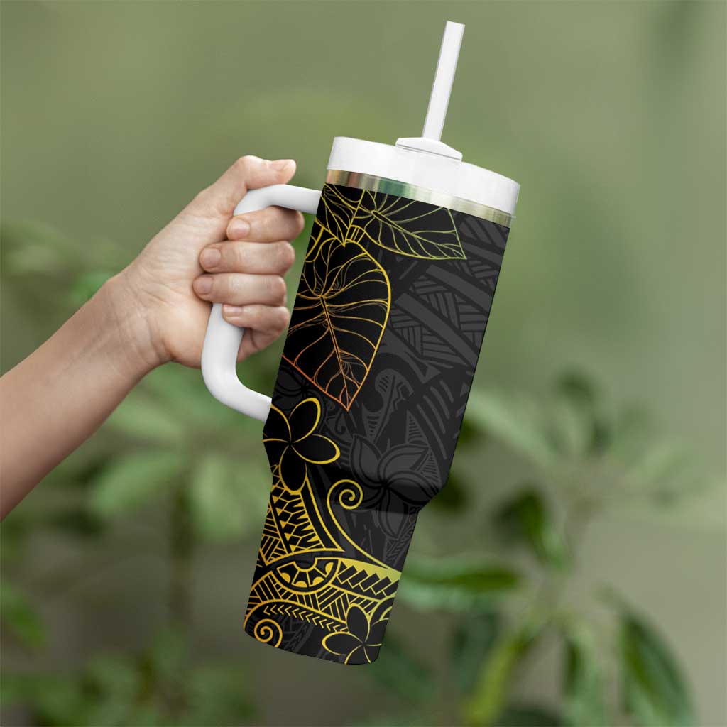 Aloha Hawaii Kalo Tumbler With Handle Reggae Taro Polynesian Pattern - Polynesian Pride