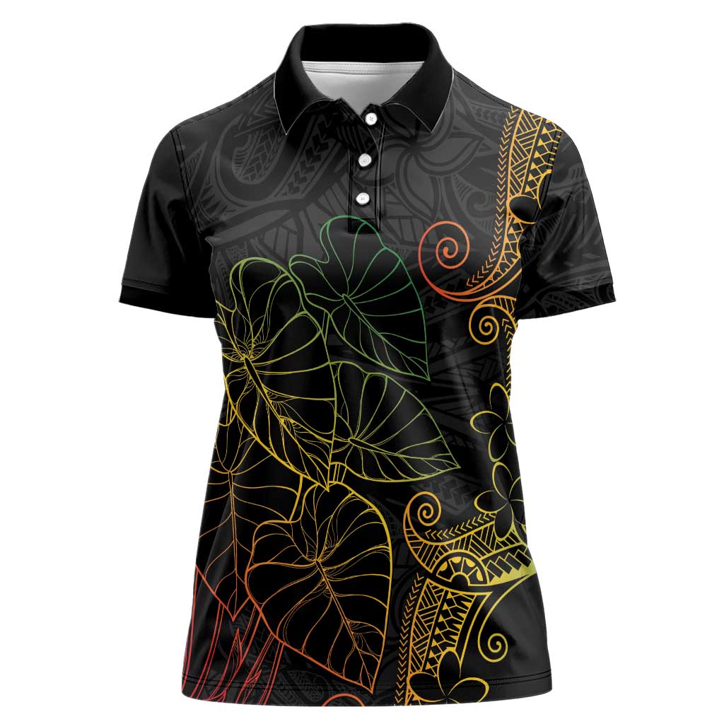 Aloha Hawaii Kalo Women Polo Shirt Reggae Taro Polynesian Pattern - Polynesian Pride