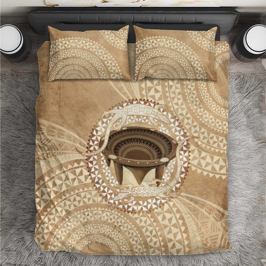 Tonga Skink Kava Bowl Bedding Set Vintage Tongan Ngatu Pattern