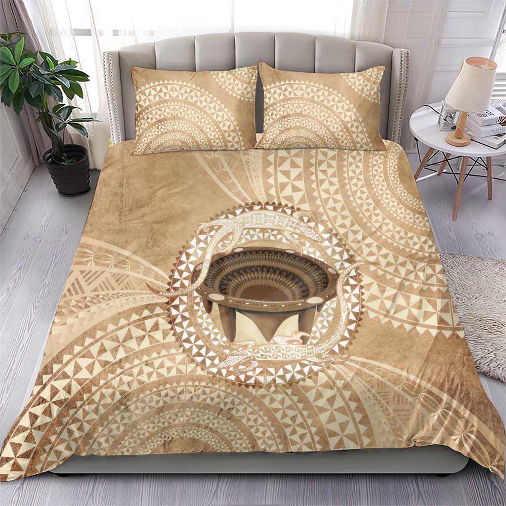 Tonga Skink Kava Bowl Bedding Set Vintage Tongan Ngatu Pattern