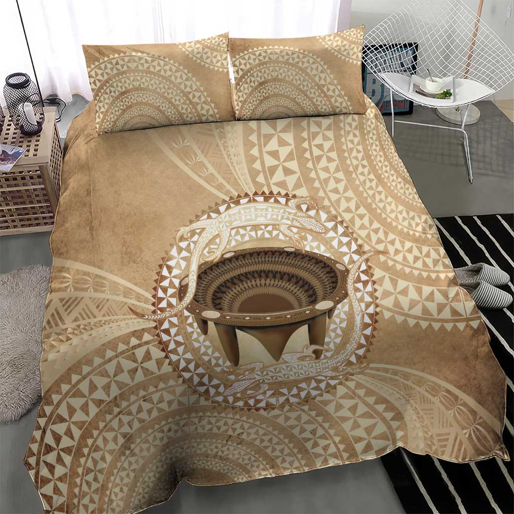Tonga Skink Kava Bowl Bedding Set Vintage Tongan Ngatu Pattern