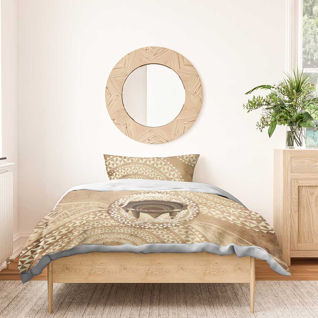 Tonga Skink Kava Bowl Bedding Set Vintage Tongan Ngatu Pattern