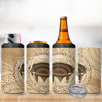 Tonga Skink Kava Bowl 4 in 1 Can Cooler Tumbler Vintage Tongan Ngatu Pattern