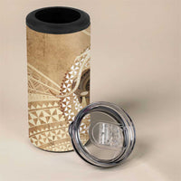 Tonga Skink Kava Bowl 4 in 1 Can Cooler Tumbler Vintage Tongan Ngatu Pattern
