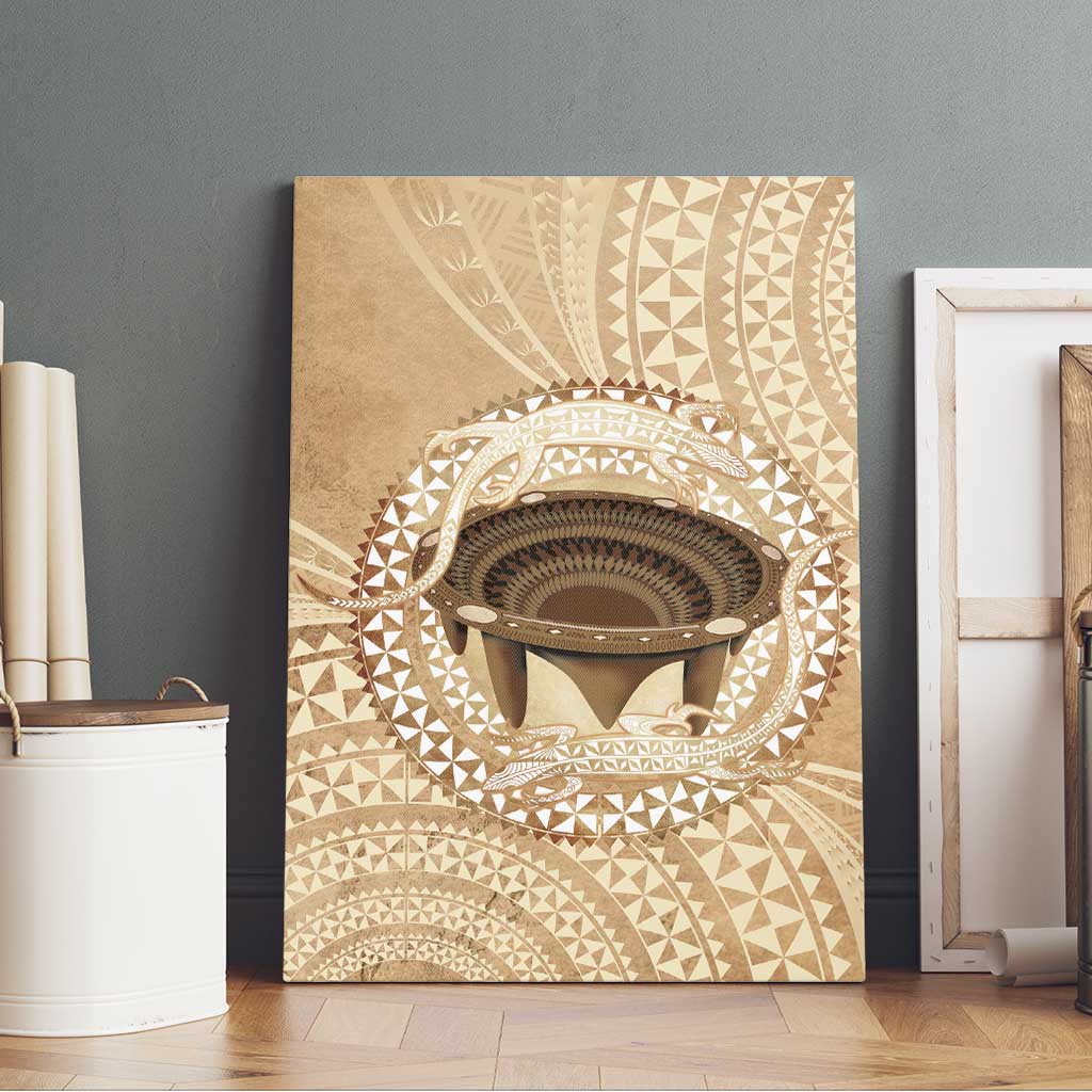 Tonga Skink Kava Bowl Canvas Wall Art Vintage Tongan Ngatu Pattern