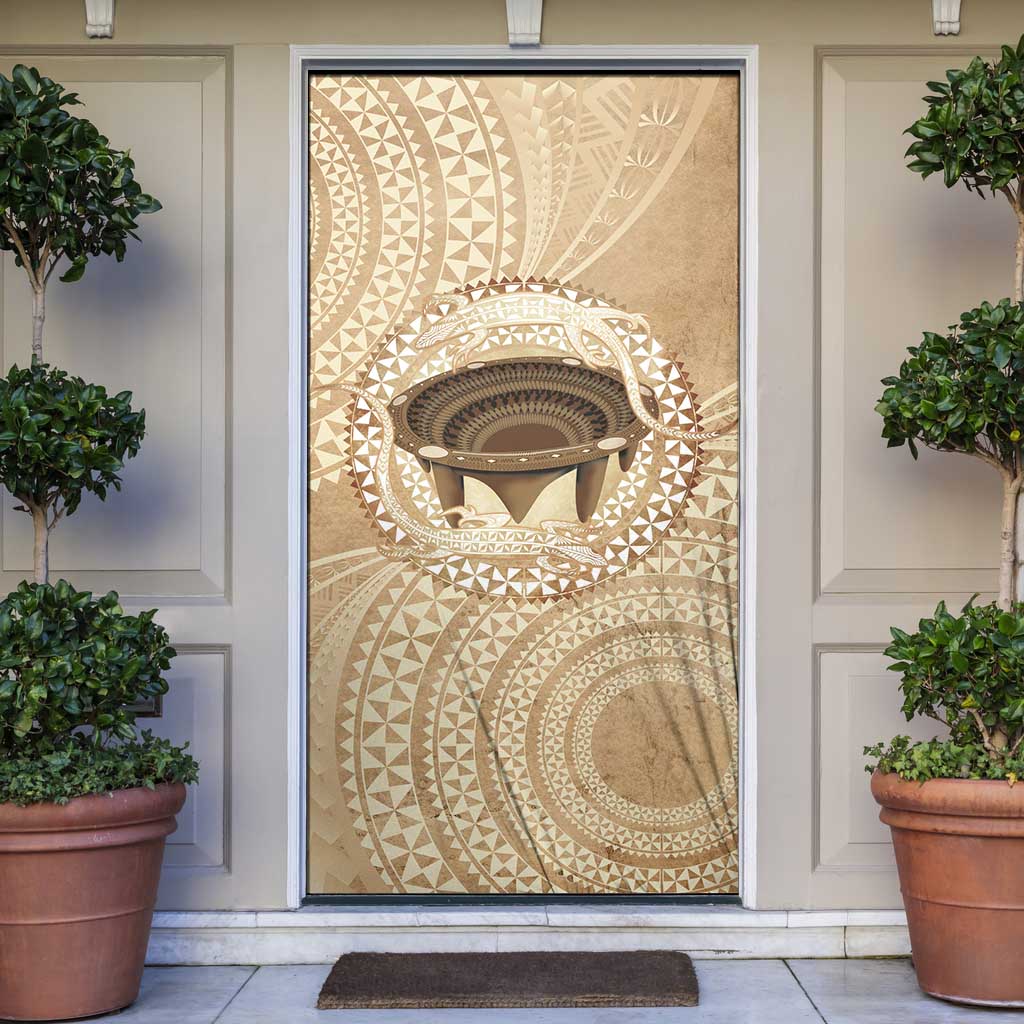 Tonga Skink Kava Bowl Door Cover Vintage Tongan Ngatu Pattern