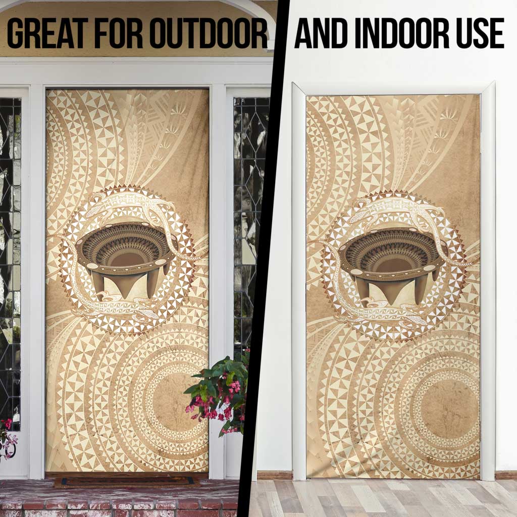 Tonga Skink Kava Bowl Door Cover Vintage Tongan Ngatu Pattern