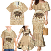 Tonga Skink Kava Bowl Family Matching Mermaid Dress and Hawaiian Shirt Vintage Tongan Ngatu Pattern LT14 - Polynesian Pride