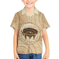 Tonga Skink Kava Bowl Family Matching Tank Maxi Dress and Hawaiian Shirt Vintage Tongan Ngatu Pattern LT14 Son's Shirt Brown - Polynesian Pride