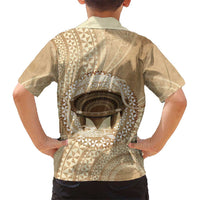 Tonga Skink Kava Bowl Kid Hawaiian Shirt Vintage Tongan Ngatu Pattern