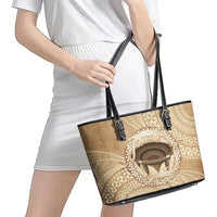 Tonga Skink Kava Bowl Leather Tote Bag Vintage Tongan Ngatu Pattern