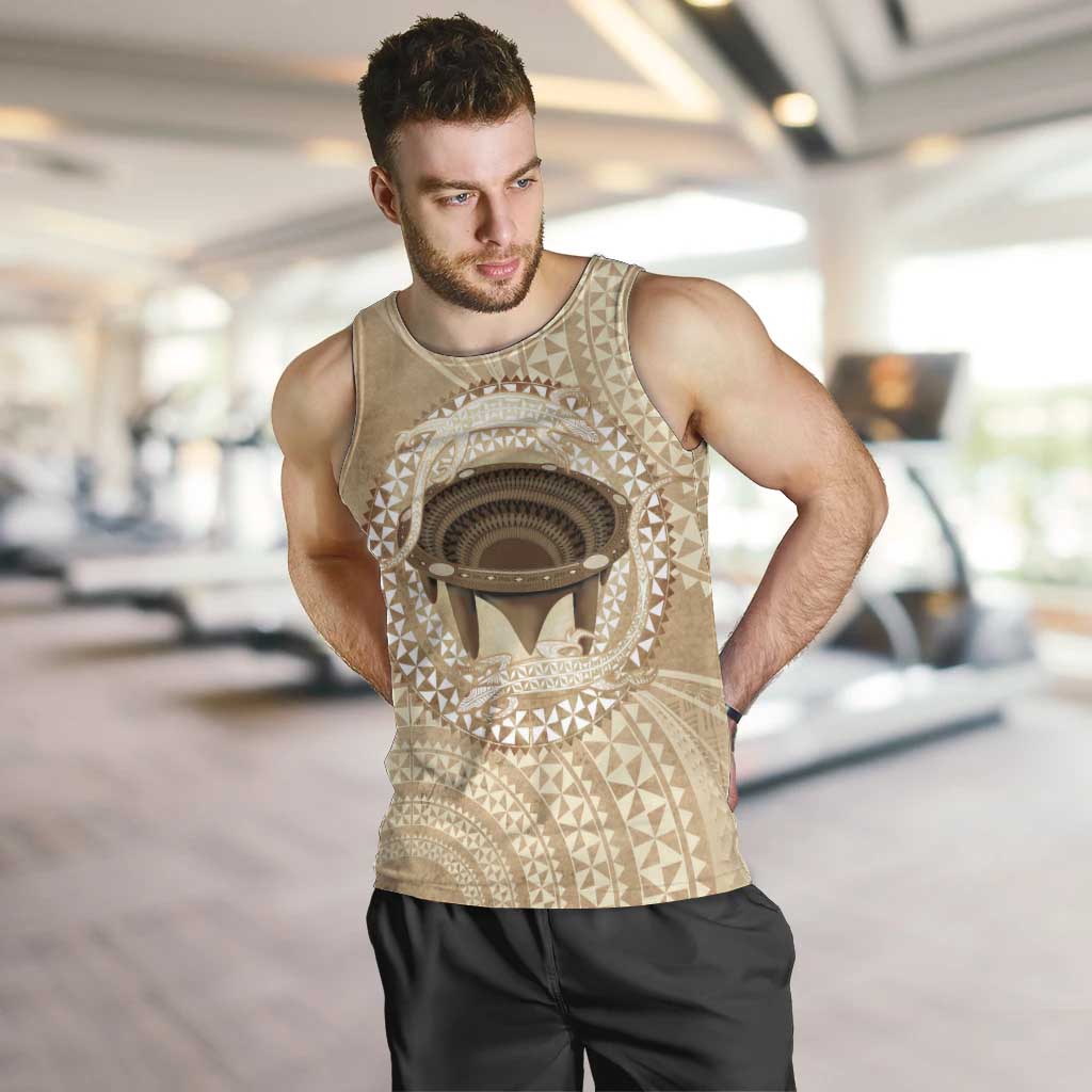 Tonga Skink Kava Bowl Men Tank Top Vintage Tongan Ngatu Pattern