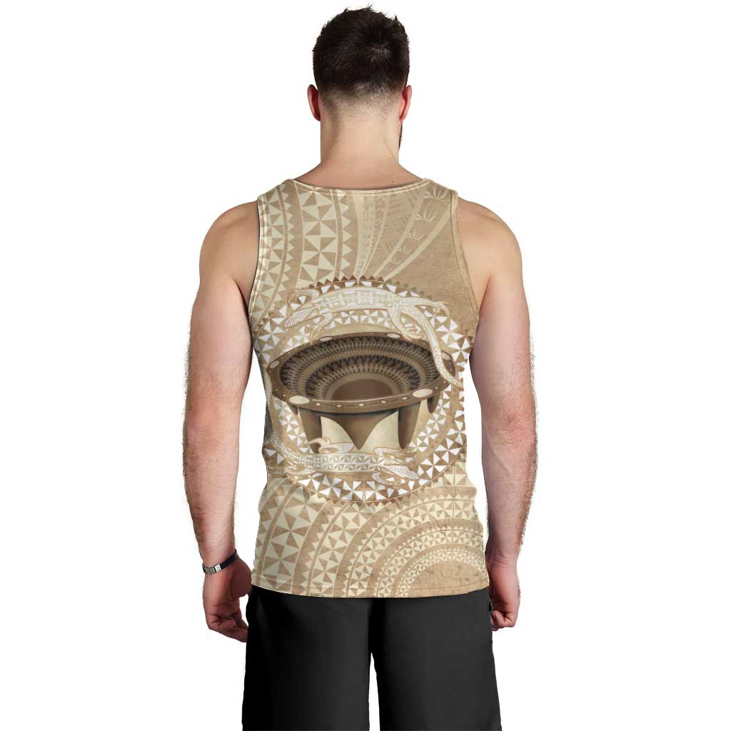 Tonga Skink Kava Bowl Men Tank Top Vintage Tongan Ngatu Pattern