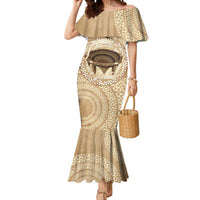 Tonga Skink Kava Bowl Mermaid Dress Vintage Tongan Ngatu Pattern