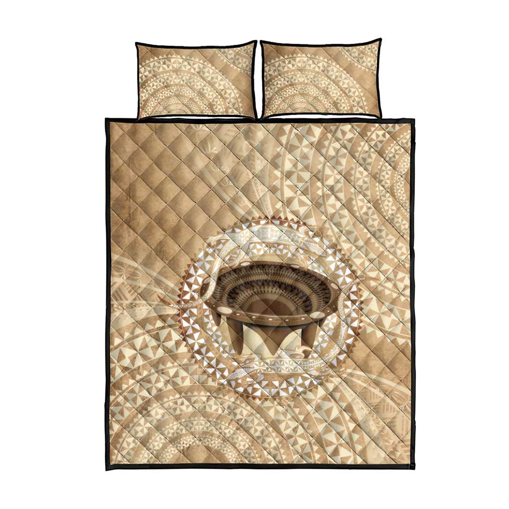 Tonga Skink Kava Bowl Quilt Bed Set Vintage Tongan Ngatu Pattern