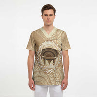 Tonga Skink Kava Bowl Scrub Top Vintage Tongan Ngatu Pattern