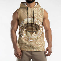 Tonga Skink Kava Bowl Sleeveless Hoodie Vintage Tongan Ngatu Pattern