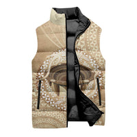 Tonga Skink Kava Bowl Sleeveless Puffer Jacket Vintage Tongan Ngatu Pattern